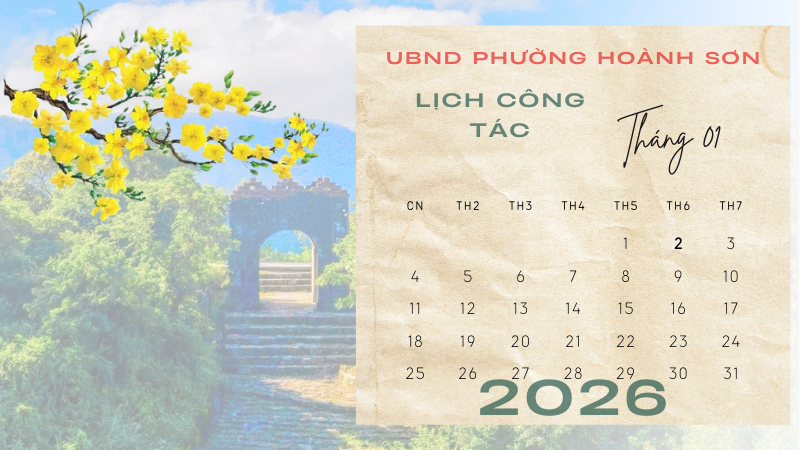 Lịch công tác Tháng 01 năm 2026