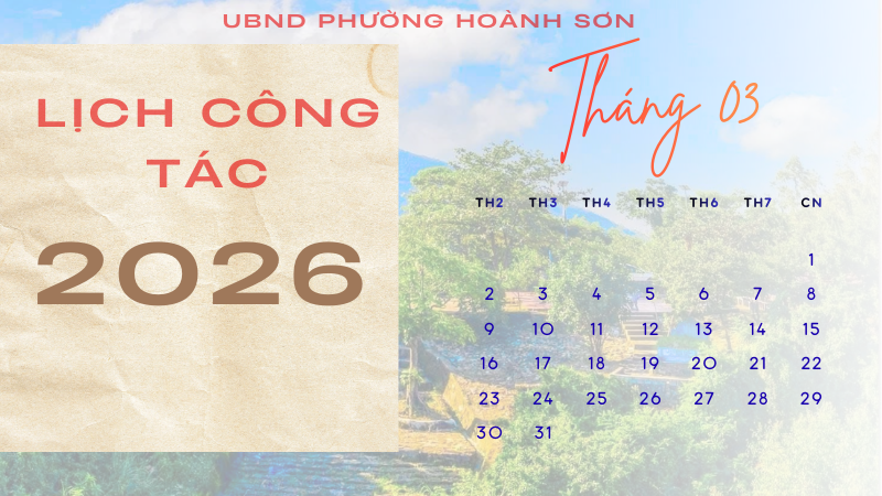 Chương trình công tác tháng 3 năm 2026