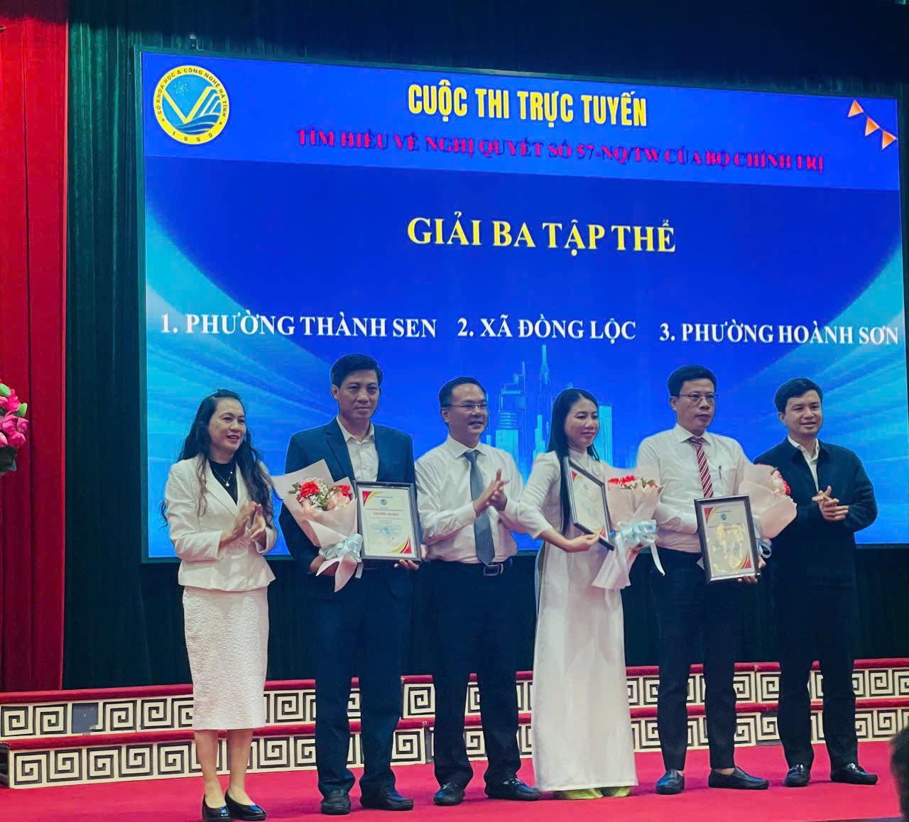 Phường Hoành Sơn đạt Giải Ba Tập Thể Cuộc Thi Tìm Hiểu Nghị Quyết 57-NQ/TW