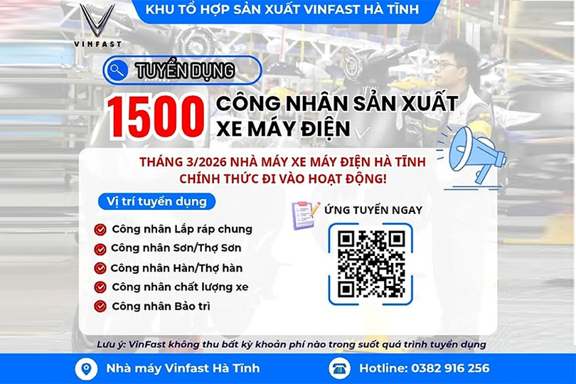 VinFast Hà Tĩnh cần tuyển thêm gần 10.000 lao động