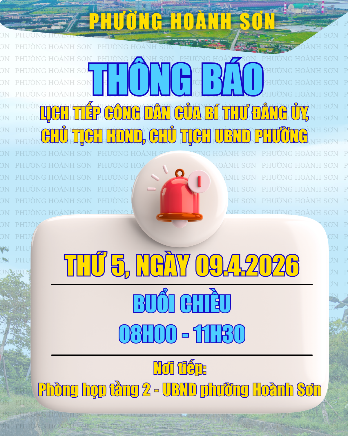 Lịch tiếp dân định kỳ tháng 04 năm 2026