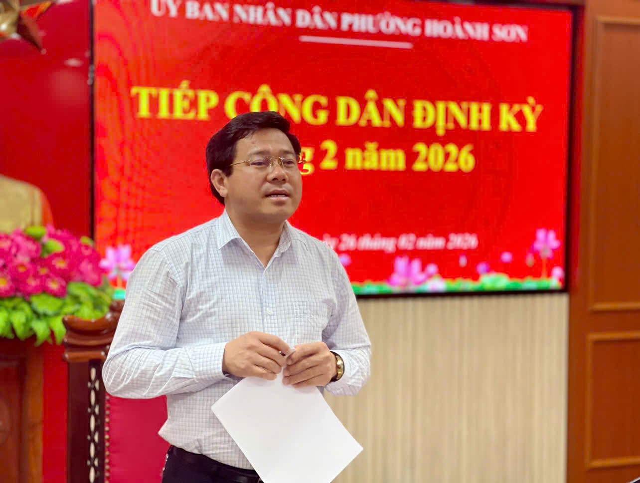 Chủ tịch UBND phường Hoành Sơn tiếp công dân định kỳ tháng 2/2026