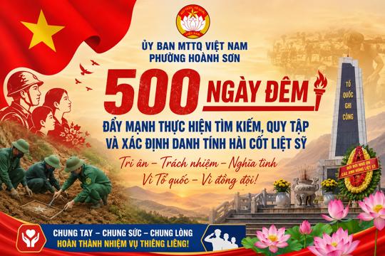 Ủy ban MTTQ Việt nam phường Hoành Sơn đẩy mạnh tuyên truyền hương ứng “ Chiến dịch 500 ngày đêm đẩy mạnh thực hiện tìm kiếm, quy tập và xác định danh tính hài cốt Liệt sỹ”