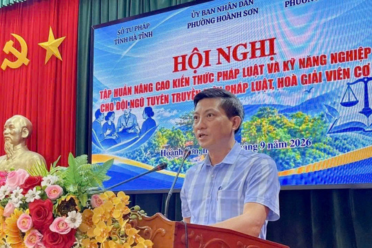 UBND phường Hoành Sơn bồi dưỡng kiến thức pháp luật và kỹ năng cho đội ngũ tuyên truyền viên pháp luật và hòa giải viên cơ sở năm 2026