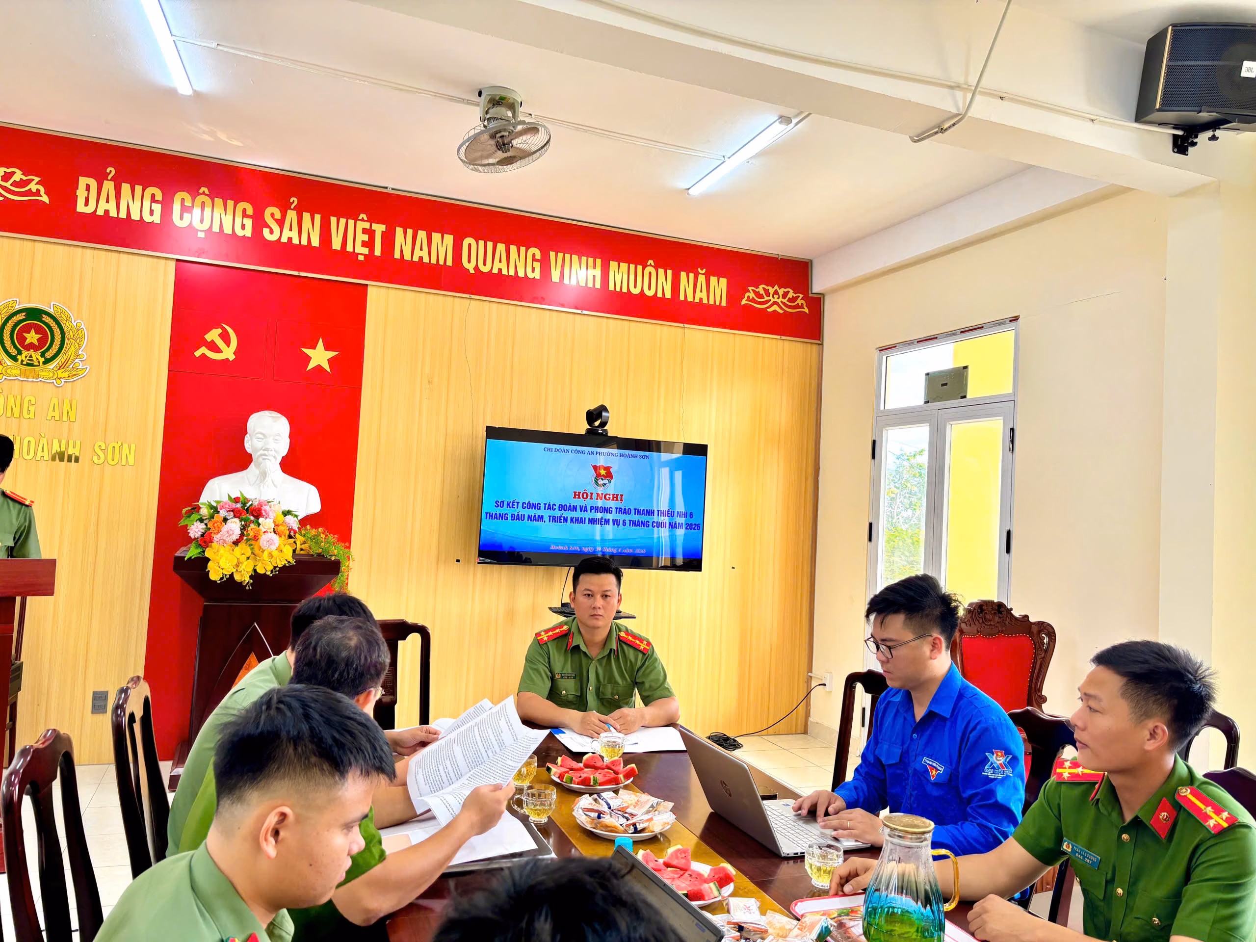 Chi đoàn Công an phường Hoành Sơn tổ chức Hội nghị Sơ kết công tác Đoàn và phong trào thanh thiếu nhi 6 tháng đầu năm 2026