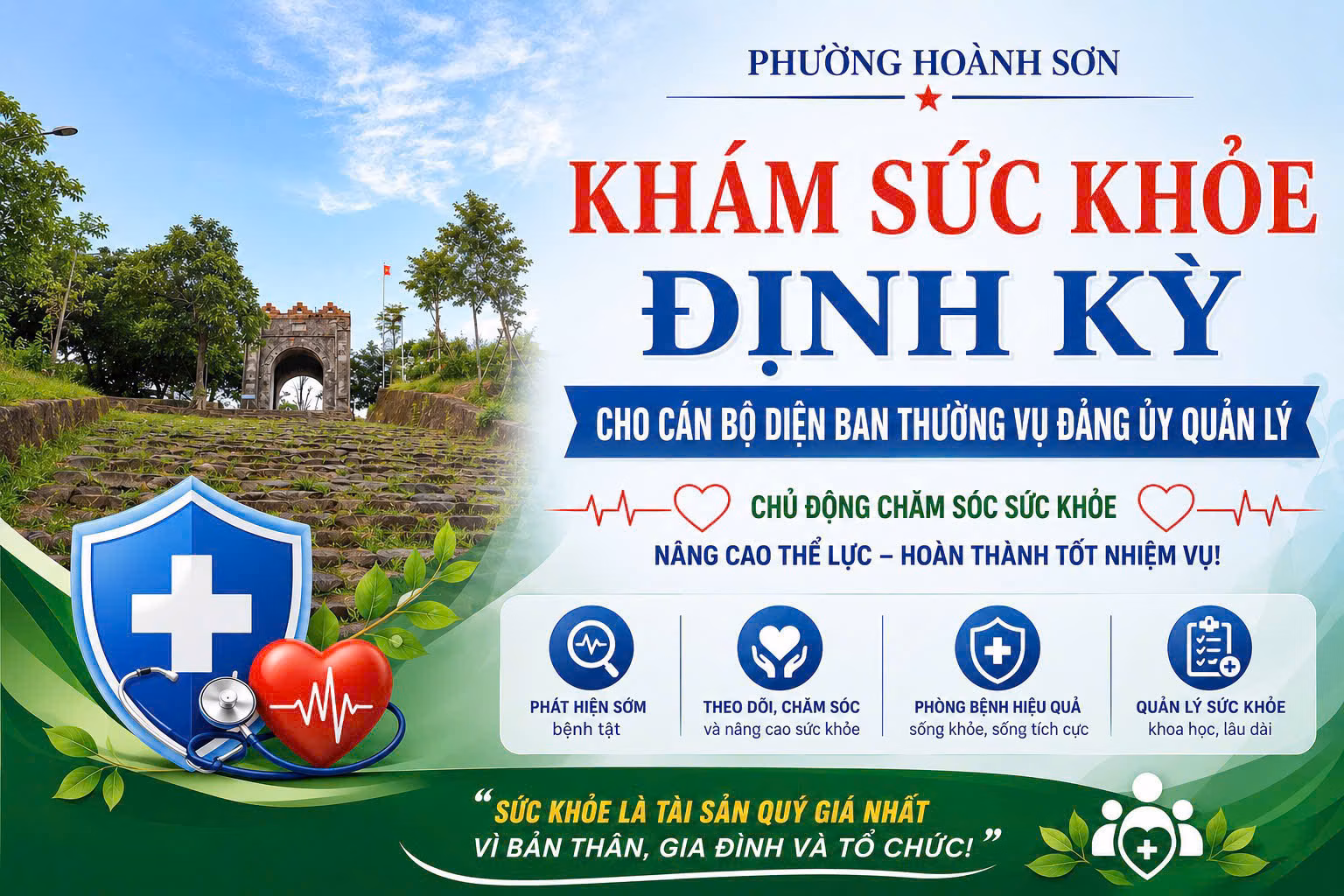 Phường Hoành Sơn tổ chức khám sức khỏe định kỳ cho cán bộ thuộc diện quản lý đương chức và cán bộ nghỉ hưu năm 2026