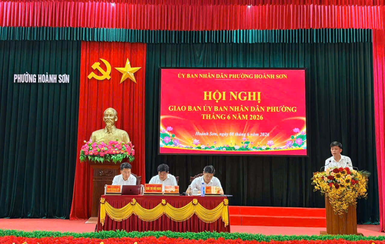 Ủy ban nhân dân phường Hoành Sơn tổ chức Hội nghị giao ban tháng 6 năm 2026 