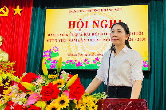 Đảng ủy phường Hoành Sơn tổ chức hội nghị báo cáo kết quả Đại hội đại biểu Mặt trận Tổ quốc Việt Nam lần thứ XI, nhiệm kỳ 2026 - 2031