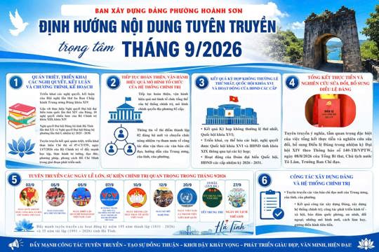 Hoành Sơn đẩy mạnh tuyên truyền các nhiệm vụ trọng tâm tháng 9/2026